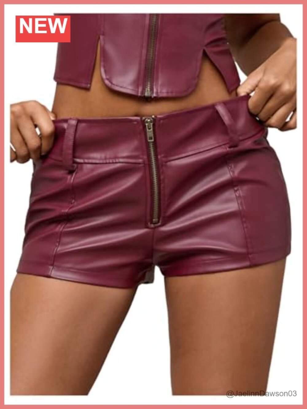 Y2k Mini Shorts Zip Up Low Waist PU Leather Hot Pants